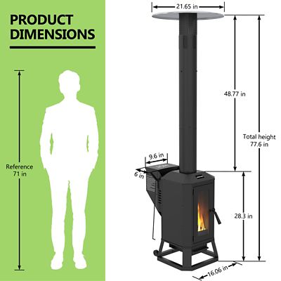 Image showing HEATAK 70,000 BTU Outdoor Wood Pellet Heater, Freestanding Patio Heater
