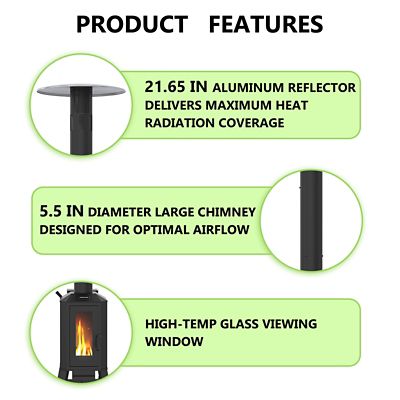 Image showing HEATAK 70,000 BTU Outdoor Wood Pellet Heater, Freestanding Patio Heater