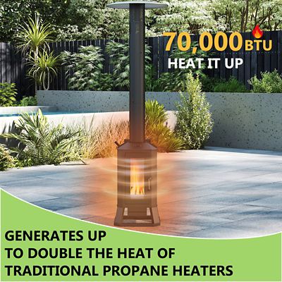 Image showing HEATAK 70,000 BTU Outdoor Wood Pellet Heater, Freestanding Patio Heater