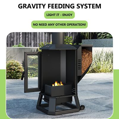 Image showing 5 th HEATAK 70,000 BTU Outdoor Wood Pellet Heater, Freestanding Patio Heater