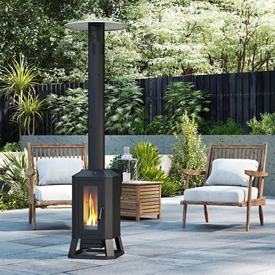 Image showing 7 th HEATAK 70,000 BTU Outdoor Wood Pellet Heater, Freestanding Patio Heater