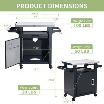 Image showing  Deluxe 30 in. Outdoor Prep Table Grill Cart, Kitchen Storage Cabinet & Cooking Station