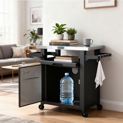 Image showing  Deluxe 30 in. Outdoor Prep Table Grill Cart, Kitchen Storage Cabinet & Cooking Station