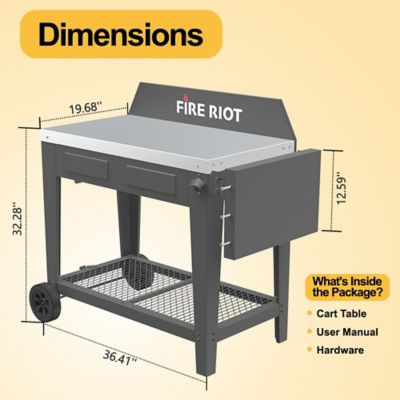 Image showing  Outdoor Movable Grill Cart, Two Shelf PrepTable with Side Fold Table