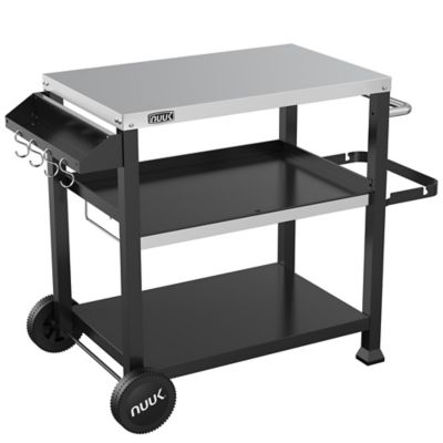 NUUK Outdoor Movable Grill Cart, 3-Shelf Prep Table & Pizza Oven Table, Outdoor Cooking Station