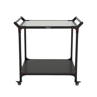 NUUK Premium 32 x 32in. Double Shelf Rolling BBQ Kitchen Prep Cart, Pizza Oven Table for Garden Patio