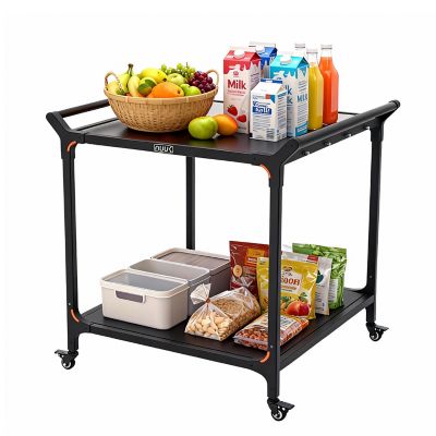 Image showing 1 th NUUK Premium 32 x 32in. Double Shelf Rolling BBQ Kitchen Prep Cart, Pizza Oven Table for Garden Patio