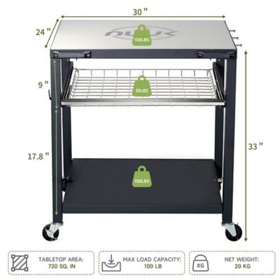 Image showing  Deluxe Outdoor Pizza Oven Table, BBQ Prep Table with Slide Tray
