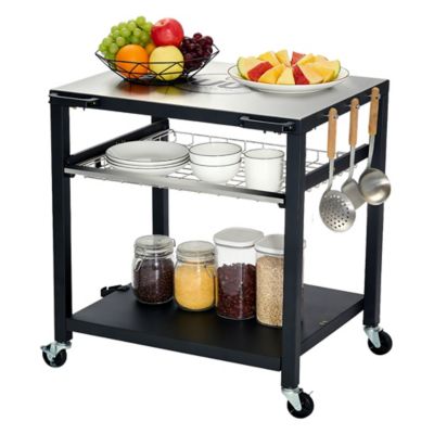 Image showing  Deluxe Outdoor Pizza Oven Table, BBQ Prep Table with Slide Tray