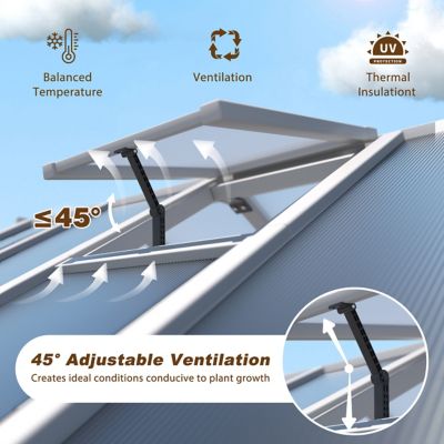 Image showing  6 ft. x 10 ft. Wooden Cool Gray Plant Greenhouse with Roof Vent and Multi-Layer Polycarbonate Panel for Outdoor