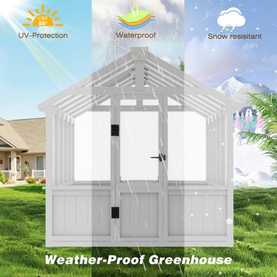Image showing 6 th Veikous 6 ft. x 10 ft. Wooden Cool Gray Plant Greenhouse with Roof Vent and Multi-Layer Polycarbonate Panel for Outdoor
