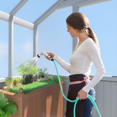 Image showing 7 th Veikous 6 ft. x 10 ft. Wooden Cool Gray Plant Greenhouse with Roof Vent and Multi-Layer Polycarbonate Panel for Outdoor