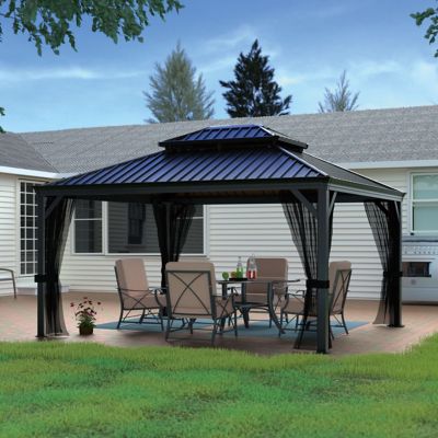 Veikous 10 x 12 ft. Double Top Gazebo with Black Netting
