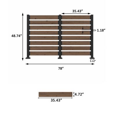 Image showing  6.5 ft. x 4.8 ft. Outdoor Fir Wood Flat Top Privacy Fence Screen, Brown