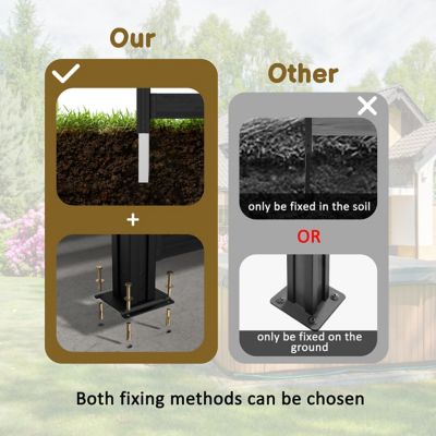 Image showing  6.5 ft. x 4.8 ft. Outdoor Fir Wood Flat Top Privacy Fence Screen, Black