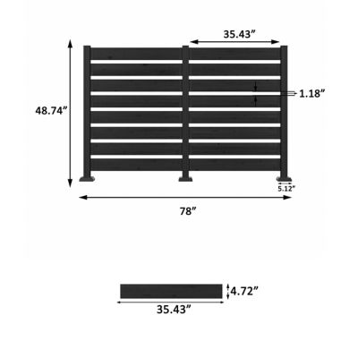 Image showing  6.5 ft. x 4.8 ft. Outdoor Fir Wood Flat Top Privacy Fence Screen, Black
