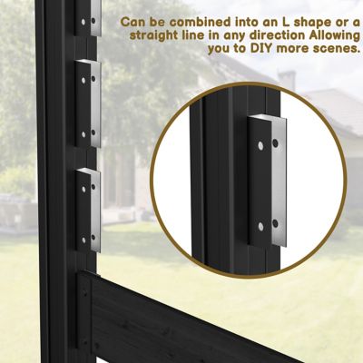 Image showing  6.5 ft. x 4.8 ft. Outdoor Fir Wood Flat Top Privacy Fence Screen, Black