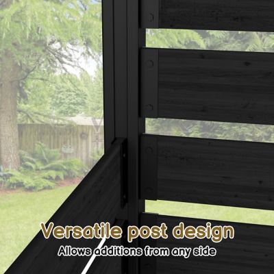 Image showing  6.5 ft. x 4.8 ft. Outdoor Fir Wood Flat Top Privacy Fence Screen, Black