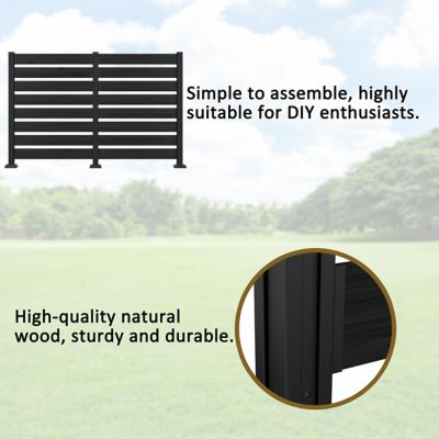 Image showing 5 th Veikous 6.5 ft. x 4.8 ft. Outdoor Fir Wood Flat Top Privacy Fence Screen, Black