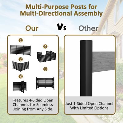 Image showing 6 th Veikous 6.5 ft. x 4.8 ft. Outdoor Fir Wood Flat Top Privacy Fence Screen, Black