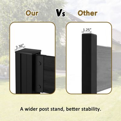 Image showing 8 th Veikous 6.5 ft. x 4.8 ft. Outdoor Fir Wood Flat Top Privacy Fence Screen, Black