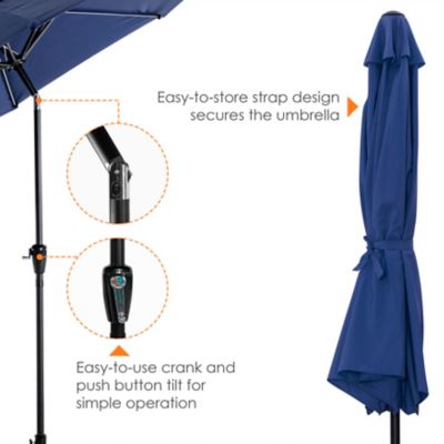 Image showing  10 ft. Round Patio Umbrella WIth Base Stand, Blue