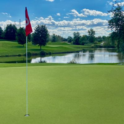 Image showing  Verdant Vista Fairway Green 15ft x 100ft Artificial Turf - 16mm Pile, 50oz Face Weight, Indoor/Outdoor, Pet Friendly