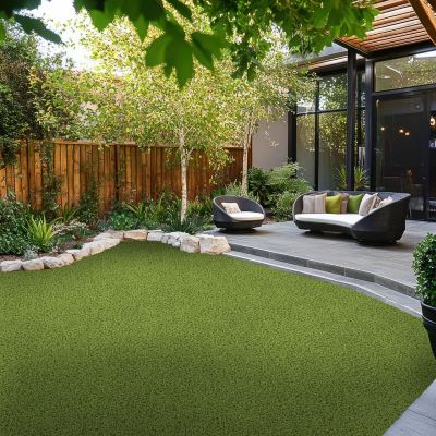 Image showing  Verdant Vista Willow Green 15ft x 100ft Artificial Turf - 30mm Pile, 70oz Face Weight, Indoor/Outdoor, Pet Friendly