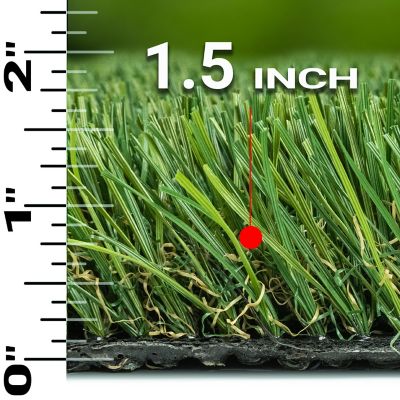 Image showing  Verdant Vista Willow Green 15ft x 100ft Artificial Turf - 40mm Pile, 50oz Face Weight, Indoor/Outdoor, Pet Friendly