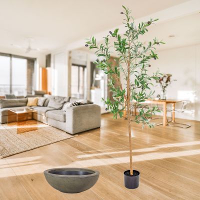 Image showing  6 ft. High Artificial Olive Tree with Percival Planter