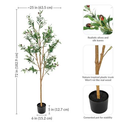 Image showing  6 ft. High Artificial Olive Tree with Percival Planter