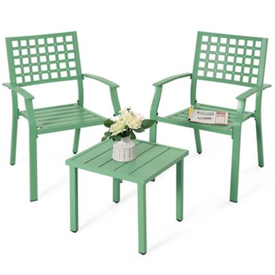 Image showing  3 pc. Metal Patio Bistro Set with Stackable Chairs