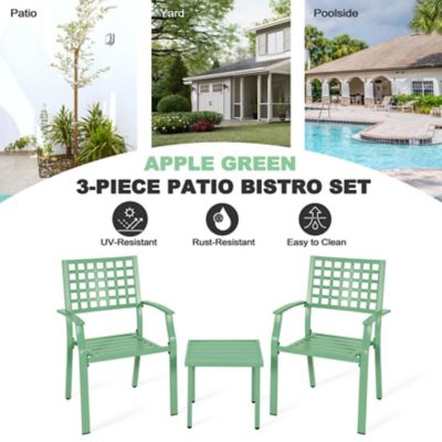 Image showing  3 pc. Metal Patio Bistro Set with Stackable Chairs