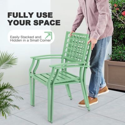 Image showing  3 pc. Metal Patio Bistro Set with Stackable Chairs