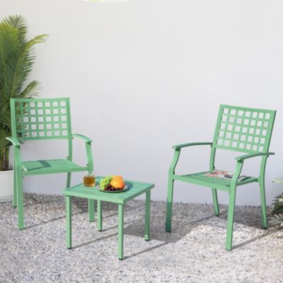 Image showing 7 th Nuu Garden 3 pc. Metal Patio Bistro Set with Stackable Chairs