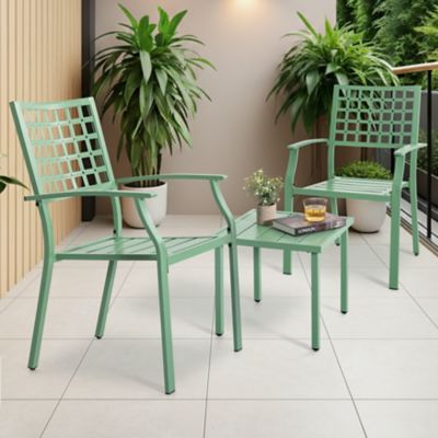 Image showing 8 th Nuu Garden 3 pc. Metal Patio Bistro Set with Stackable Chairs
