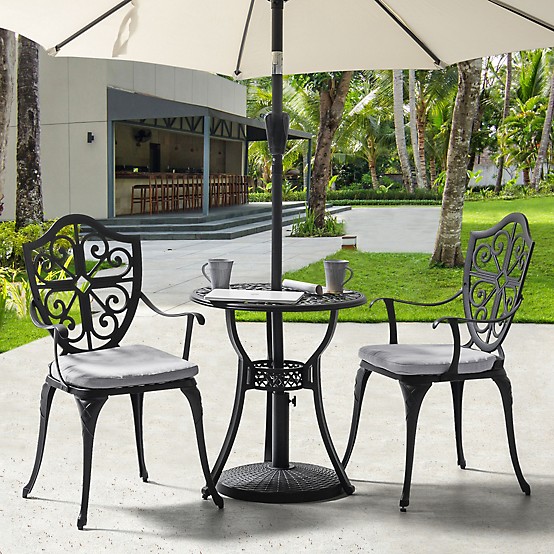 3-piece patio set with umbrella PHI VILLA Outdoor Dining for 4, Folding Chairs you and your friends can have a pleasant conversation in the two chairs MFSTUDIO-3-piece-Patio-Bistro-Set-with-9-ft-Umbrella,-2-Metal-Swivel-Chairs -with-Cushion-and-1-Square-Table-with-Umbrella-Hole.jpg