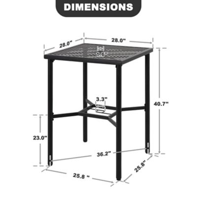 Image showing  Outdoor 28 in. Square Bar Table with 1.57 in. Umbrella Hole