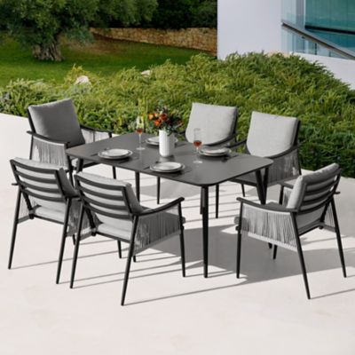 Image showing  Patio Aluminum Dining Table with Tempered Glass Tabletop