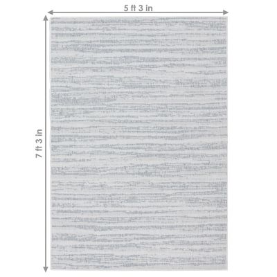 Image showing  Artistic Storms Outdoor Patio Area Rug in Iced Silver - 5 x 7 ft.