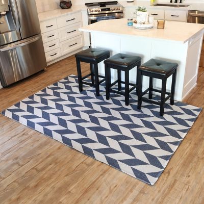 Image showing  Geometric Affinity Indoor Area Rug in Steel Blue - 5 x 7 ft.