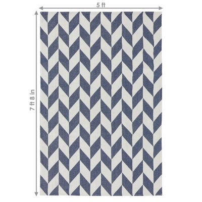 Image showing  Geometric Affinity Indoor Area Rug in Steel Blue - 5 x 7 ft.