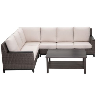 Image showing  Beaufort 4 pc. Outdoor Wicker and Aluminum Sectional Sofa