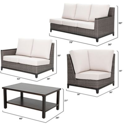 Image showing  Beaufort 4 pc. Outdoor Wicker and Aluminum Sectional Sofa