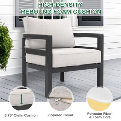 Image showing  Outdoor 4 pc. Aluminum Sofa Set with Thick Zippered Cushions