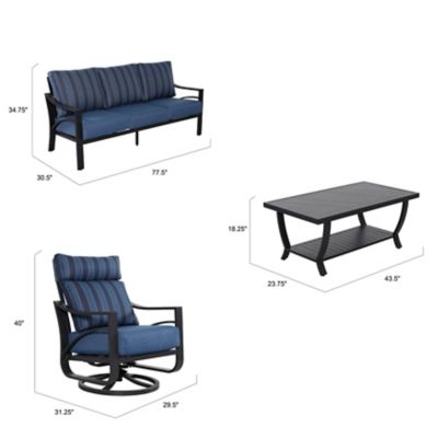 Image showing  Patio Time 4 pc. Sofa Set with Zippered Cushions, Blue Stripe