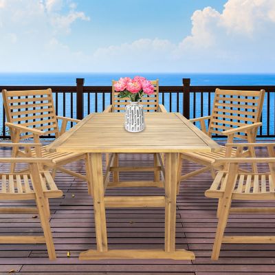 Image showing 9 th Sunnydaze Decor Hatteras Acacia Wood Outdoor Dining Table