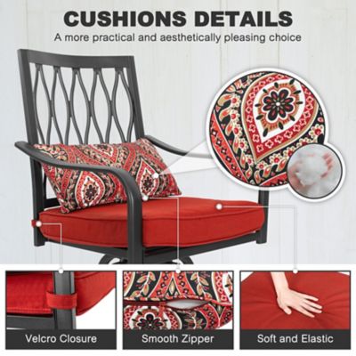 Image showing  Patio Swivel Bar Stool Set of 2 with Red Cushions