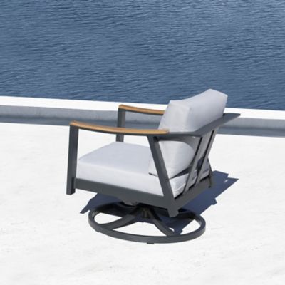Image showing  Outdoor 2 pc. Swivel Rocking Chairs with 4 in. Gray Zippered Cushions