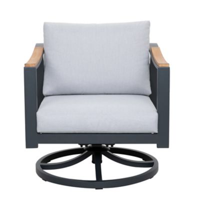 Image showing  Outdoor 2 pc. Swivel Rocking Chairs with 4 in. Gray Zippered Cushions